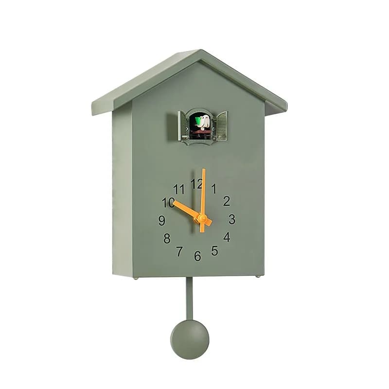 Relógio de parede cuco moderno verde escuro, silencioso e minimalista, eletrônico, para decoração de jardim, sala de estar, quarto