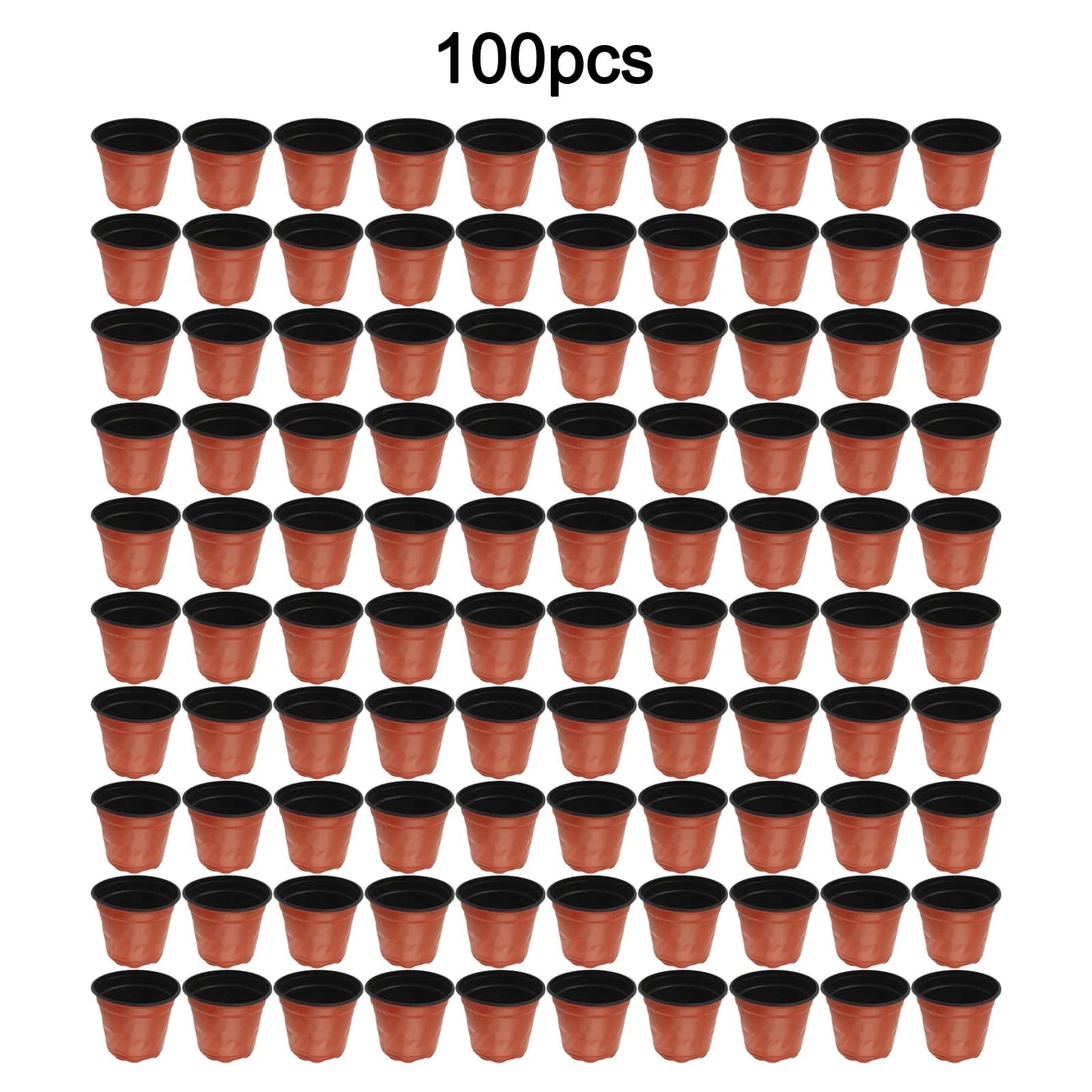 100 peças de vaso de flores bicolor de plástico, vaso vermelho e preto, caixa de cultivo de plástico para plantas de jardim doméstico e viveiro