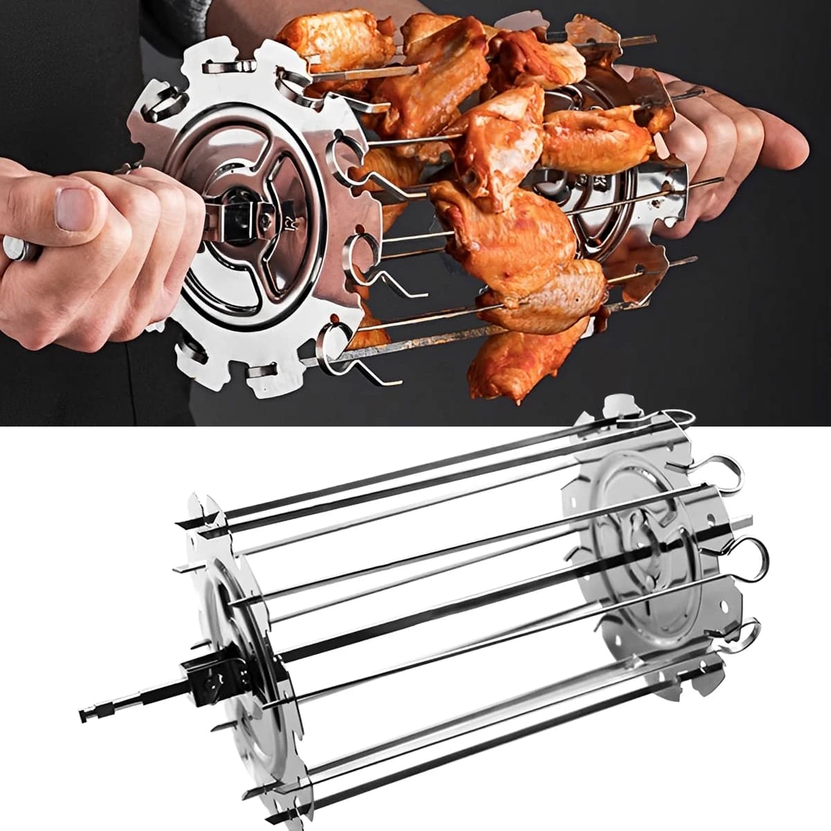 Easy Flip Grill para churrasco, Grill Forno Meat Kebab Rack, Kebab Maker, Torrador antiaderente, Gaiola de agulha espeto, Cozinhar piquenique, Festa em casa