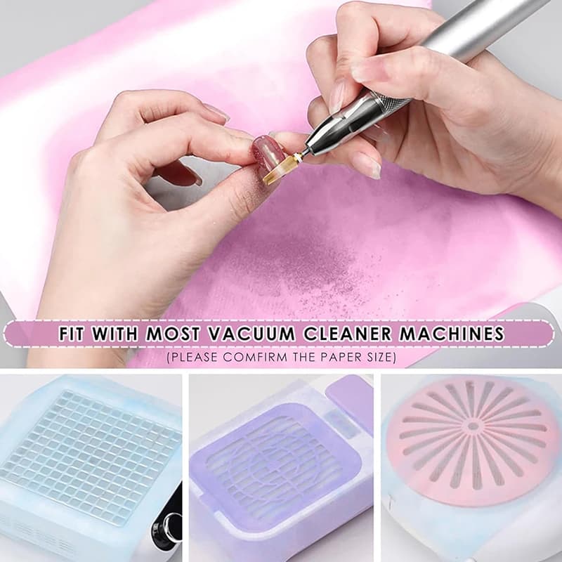 Conjunto de Filtros de Papel para Aspirador de Unhas, Filtros Descartáveis para Poeira de Unhas, Filtro para Aspirador de Unhas, Papel Filtrante para Técnicos de Unhas
