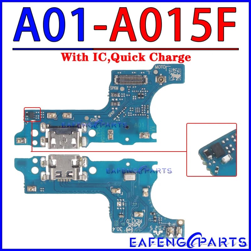 Placa de carregamento Samsung Galaxy A01 A015F módulo USB azul com IC para carregamento rápido