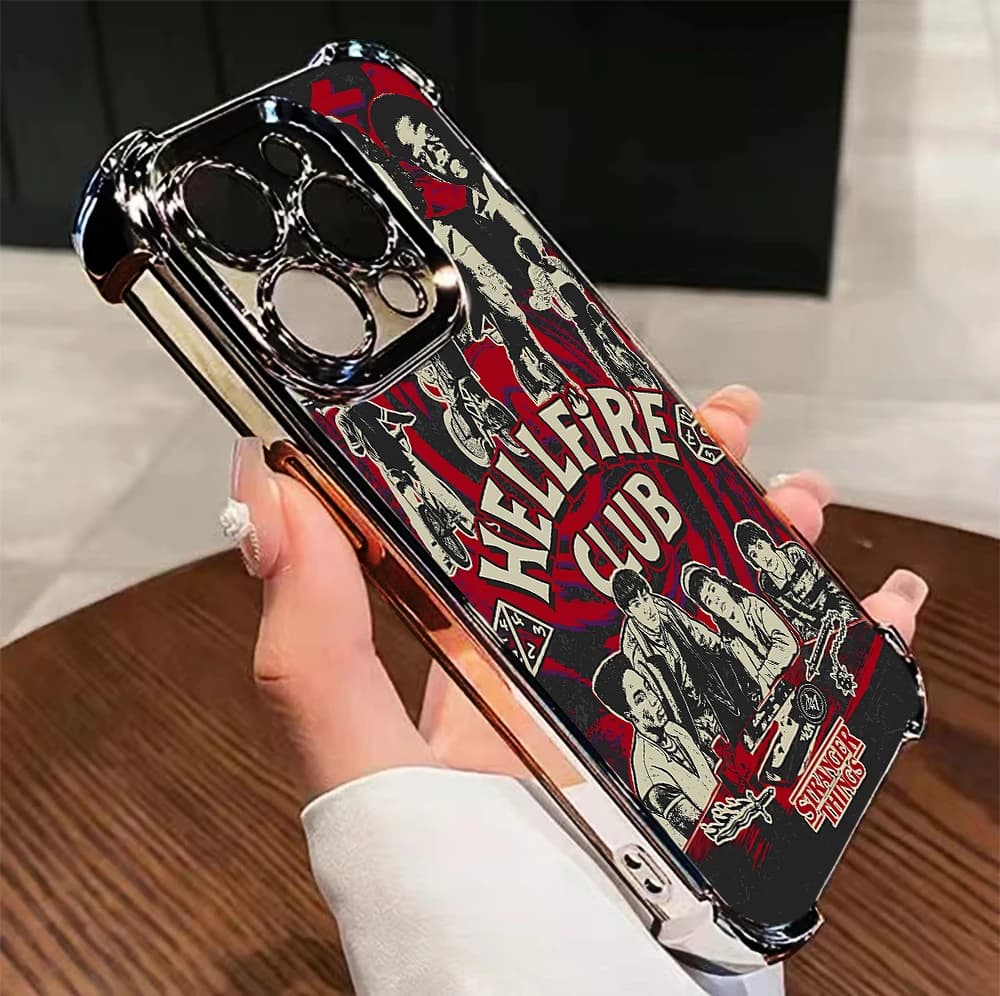 Capa para Xiaomi Redmi Note 10 com vidro temperado transparente e design Hellfire Club Stranger Things