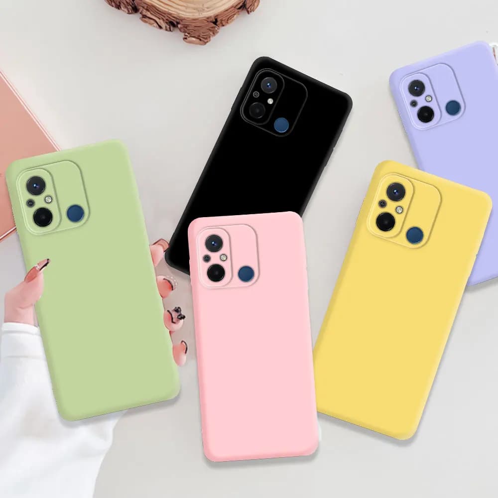 Capas para Xiaomi Poco M4 em TPU verde, rosa, preta, amarela e lilás, proteção traseira colorida