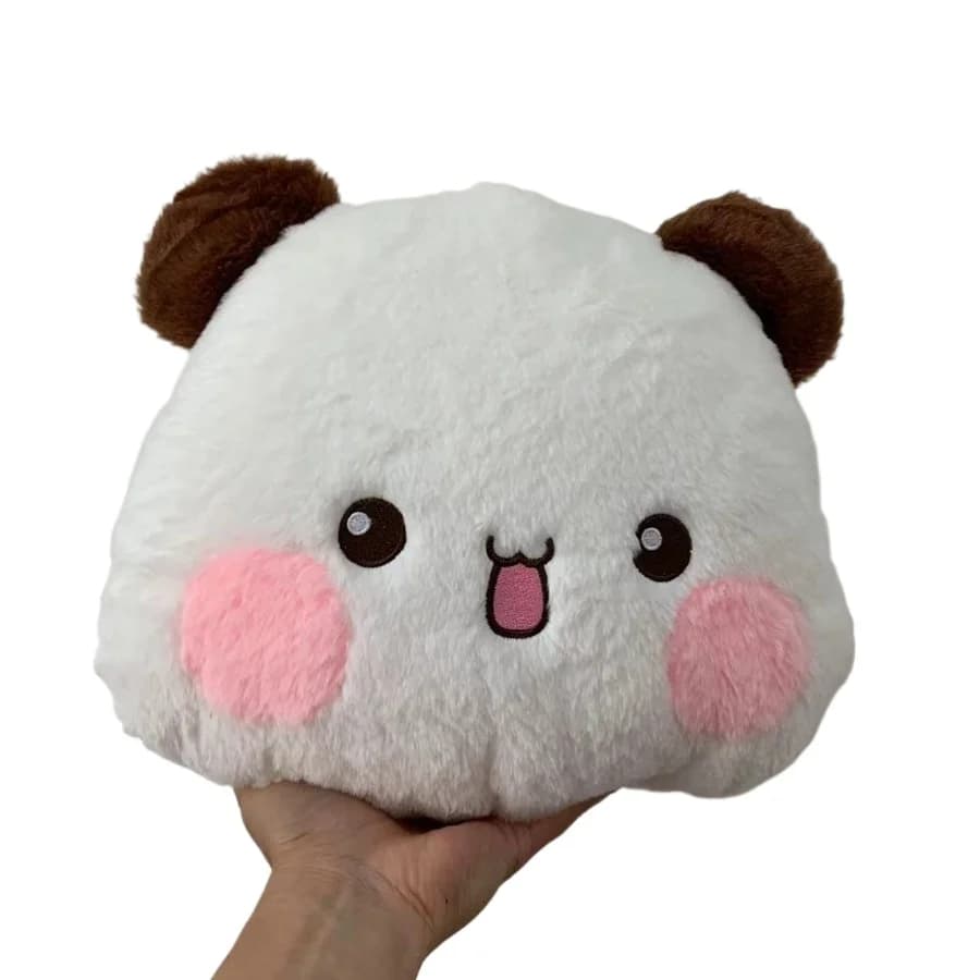 Travesseiro de pelúcia Yier Bubu Bubu Dudu panda branco e marrom macio tamanho pequeno