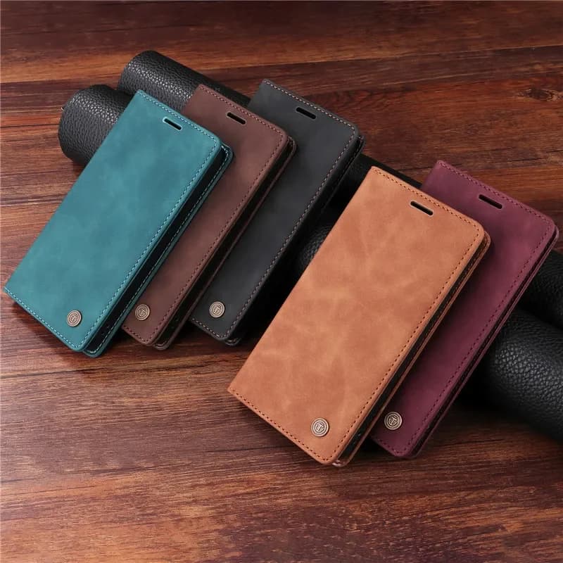 Conjunto de capas carteira em couro sintético coloridas para Xiaomi Poco X3 Pro com fechamento magnético