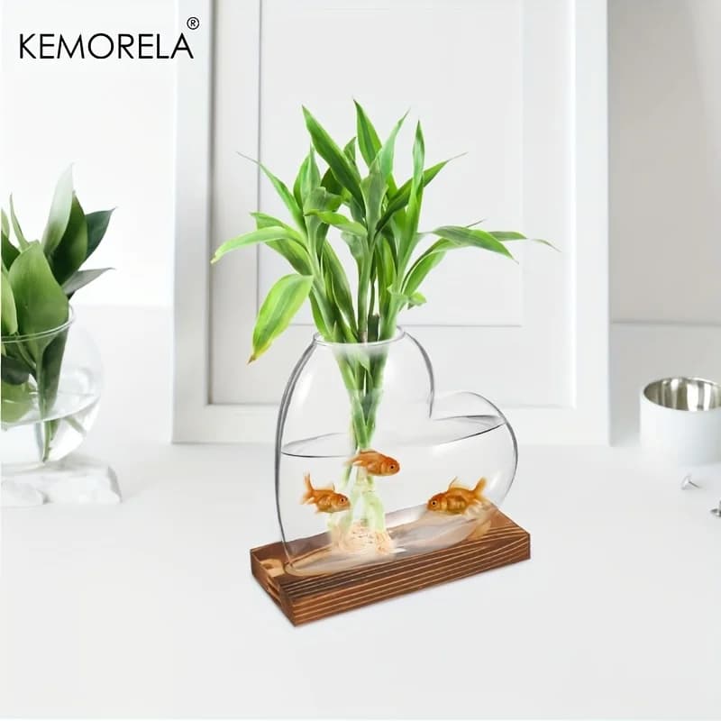 Amor vaso hidropônico 1/2 pçs vaso de planta verde recipiente de madeira transparente vaso de mudas planta interior garrafa de água de mesa