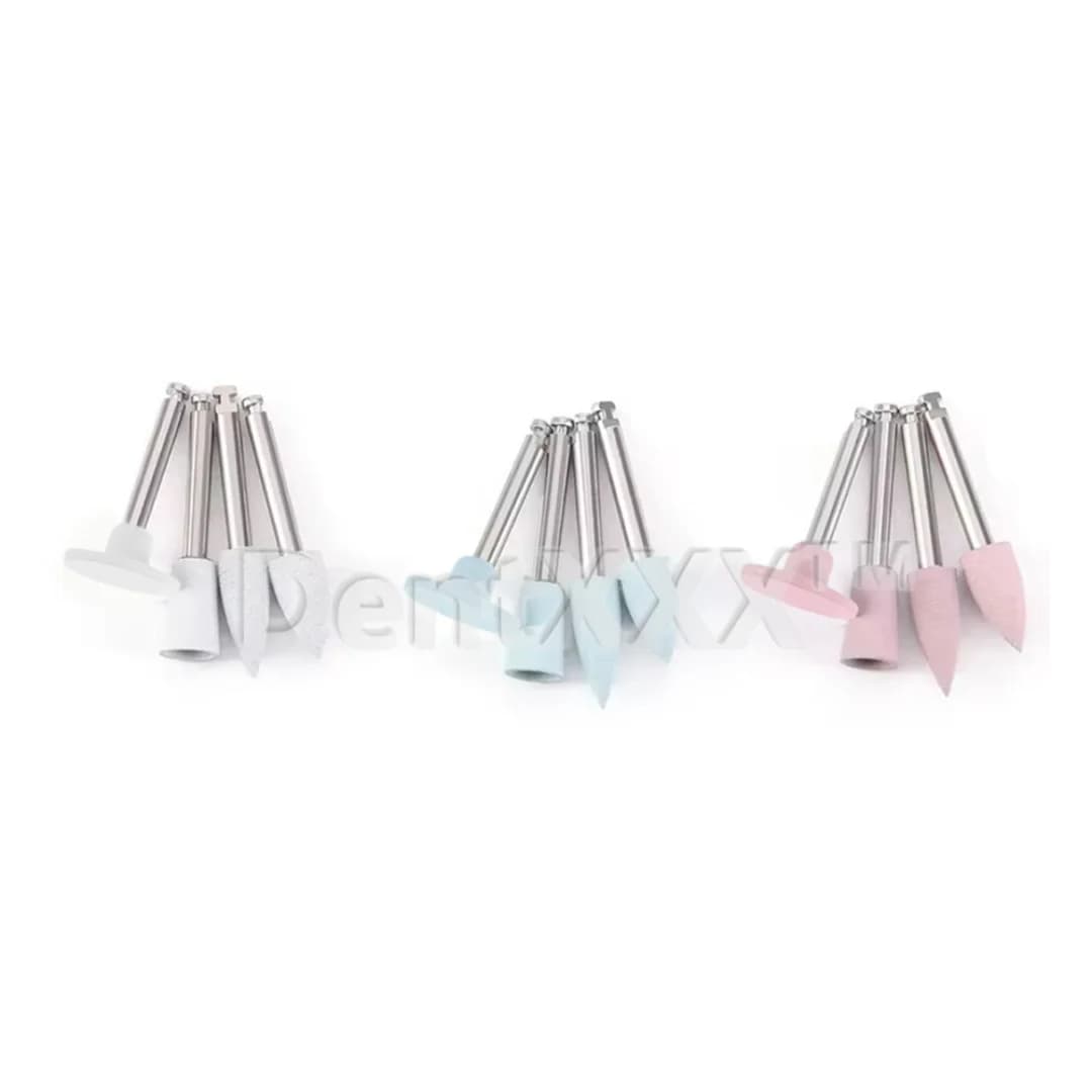 Conjunto de cabeças de polimento silicone em cores transparente rosa cinza e azul para baixa velocidade