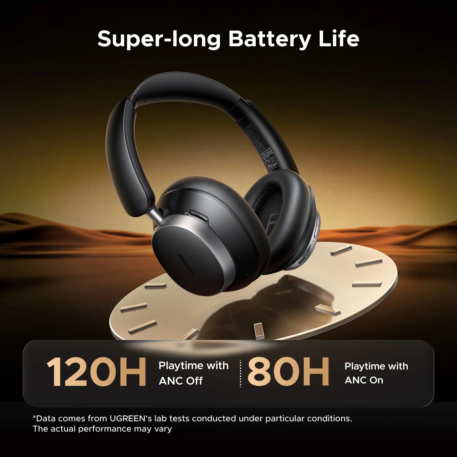 UGREEN Studio Pro 48dB ANC Fones de ouvido sem fio sobre a orelha Fones de ouvido Bluetooth Cancelamento de ruído ativo Hi-Res LDAC 120h Playtime
