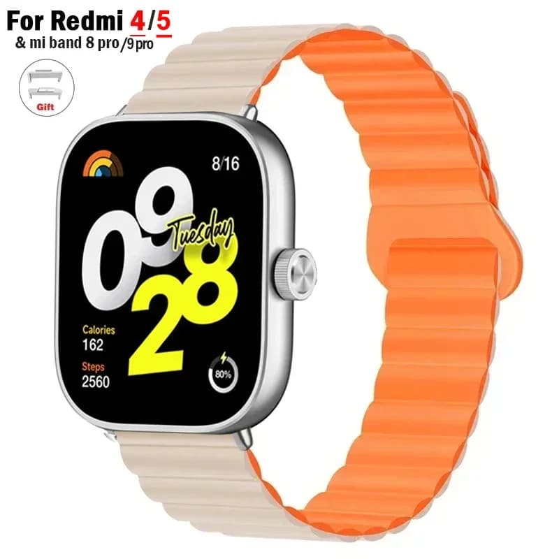 Pulseira esportiva amarela para smartwatch Redmi e Xiaomi Mi Band 8 Pro/9 Pro