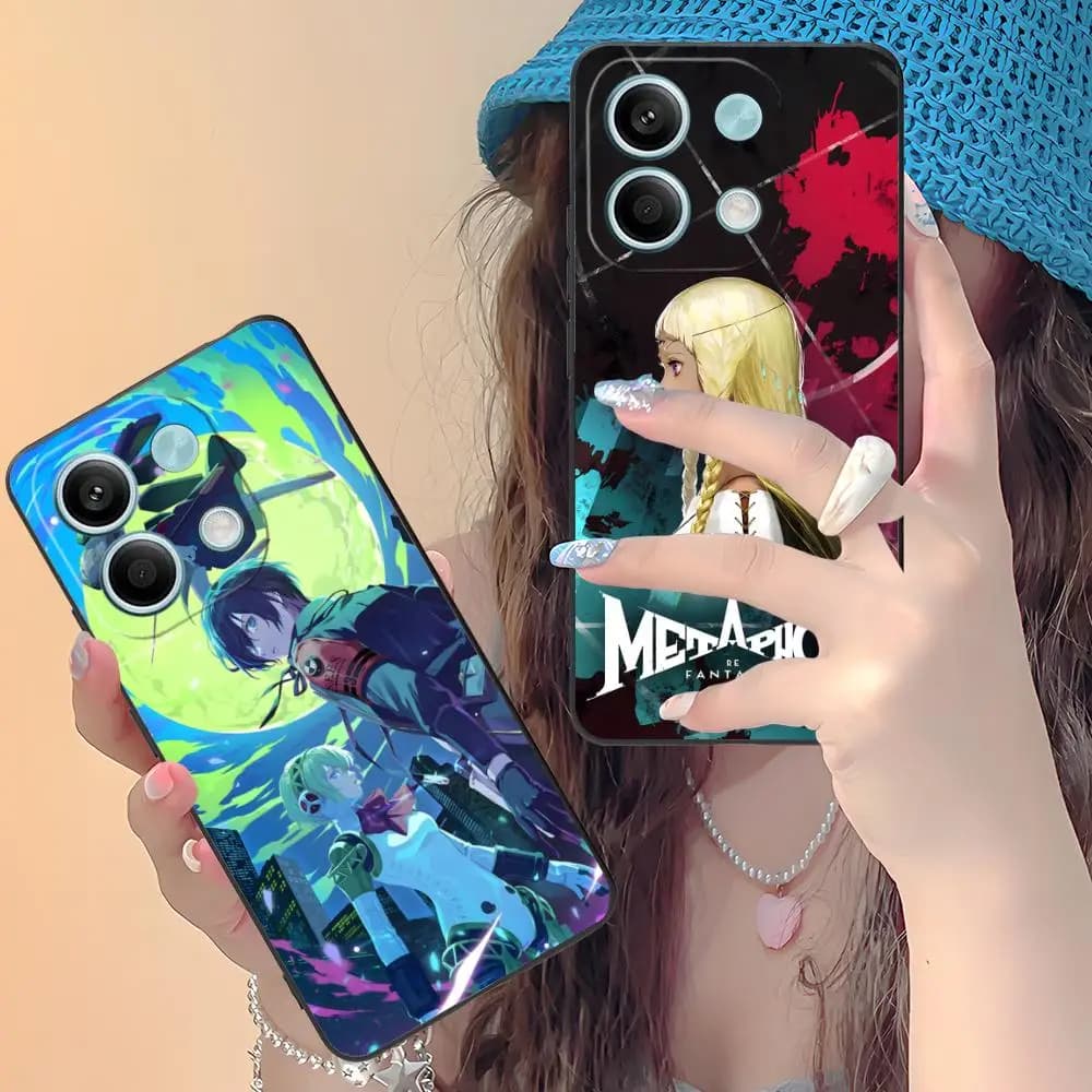 Capas de telefone coloridas Metaphor Refantazio com design anime para Xiaomi Redmi Note 14 kit 2 unidades