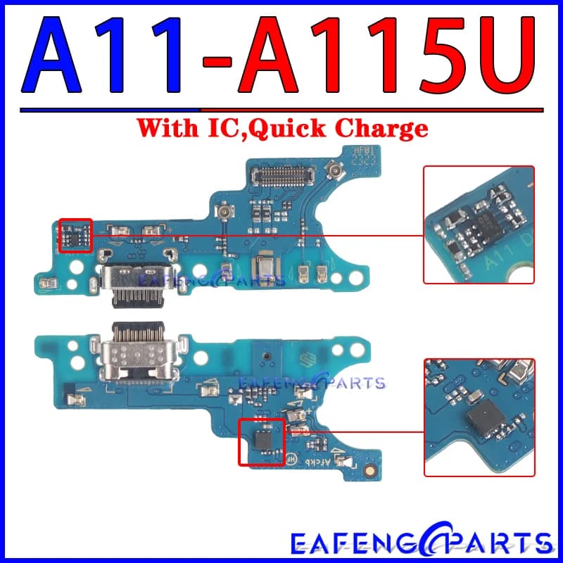 Placa de carregamento Samsung Galaxy A11 A115U módulo USB azul com IC para carregamento rápido
