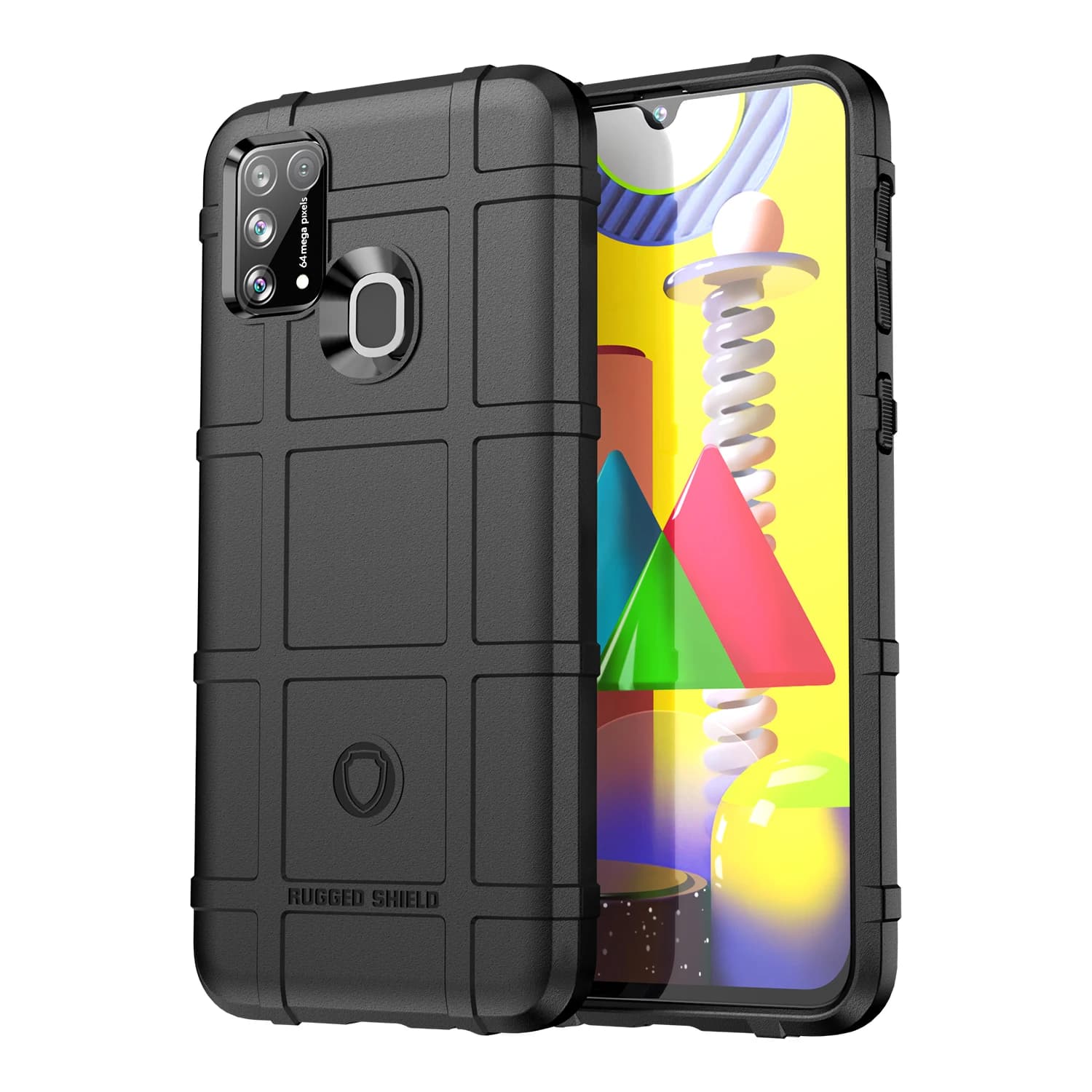 Capa preta anti-impacto de silicone macio para Samsung Galaxy M31 com acabamento texturizado