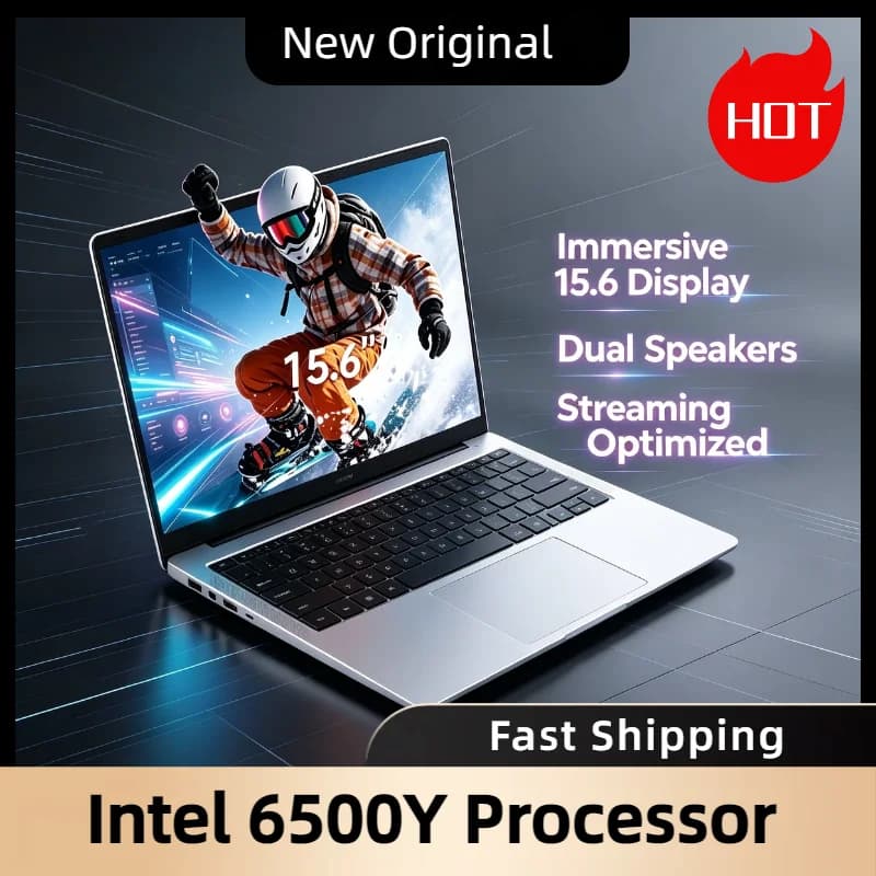Notebook de 15,6 polegadas com teclado retroiluminado e display imersivo, processador Intel 6500Y, 32GB RAM, 2TB SSD, Windows 11, para jogos e escritório.