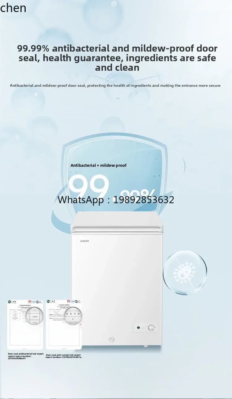 Mini freezer horizontal de primeira classe em termos de eficiência energética, com uma única temperatura e redução de gelo, para congelamento total.