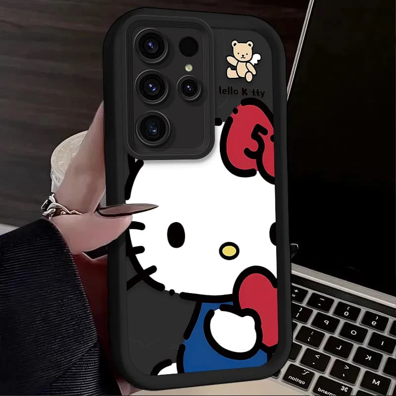 Bonito dos desenhos animados olá kitty caso de telefone para samsung galaxy s24 s25 s23 ultra s22 s21 plus fe a36 a56 a26 a16 a06 a15 a25 a35 a55 5g