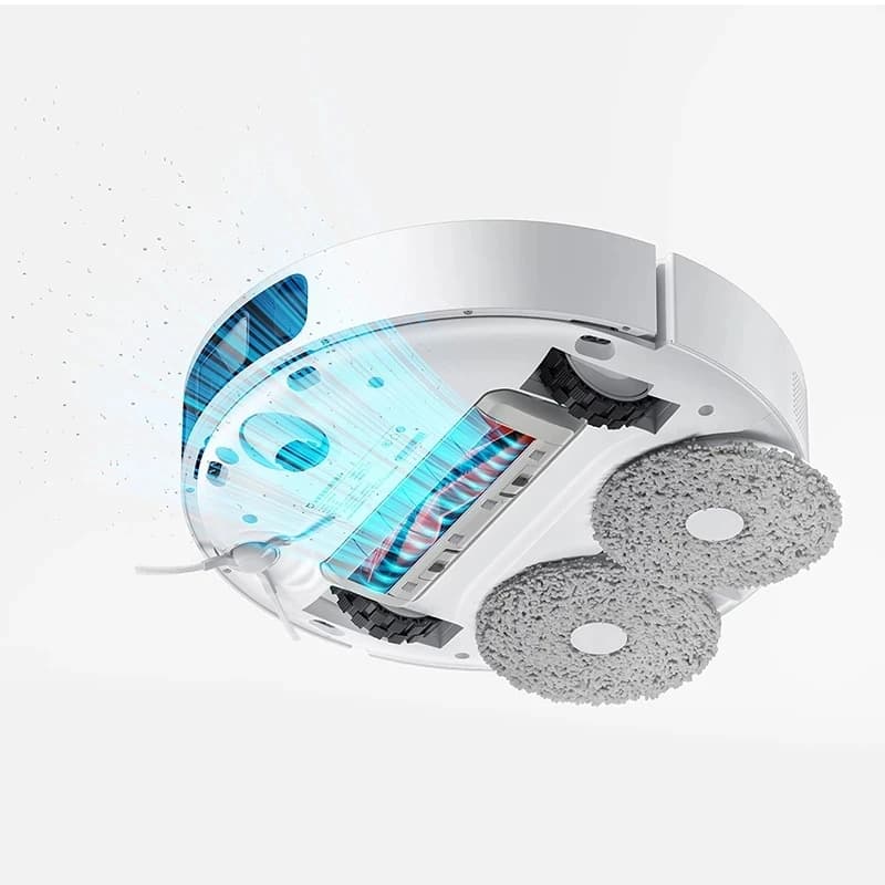 Robô aspirador branco com discos de limpeza e escova rotativa para mop Dreame L10s Ultra S10 X10