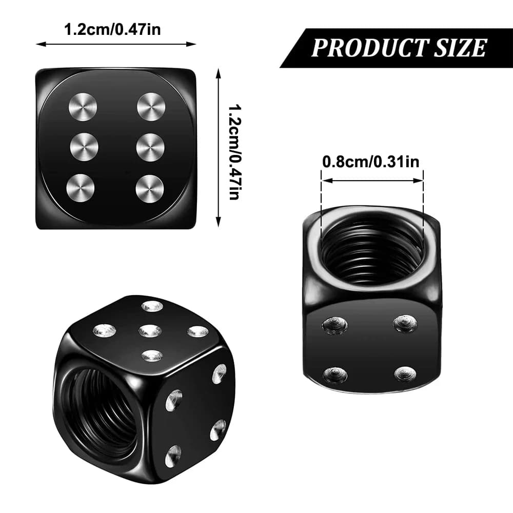 Tampa de válvula de pneu dado preto em alumínio com medidas 1,2cm x 0,8cm para veículos