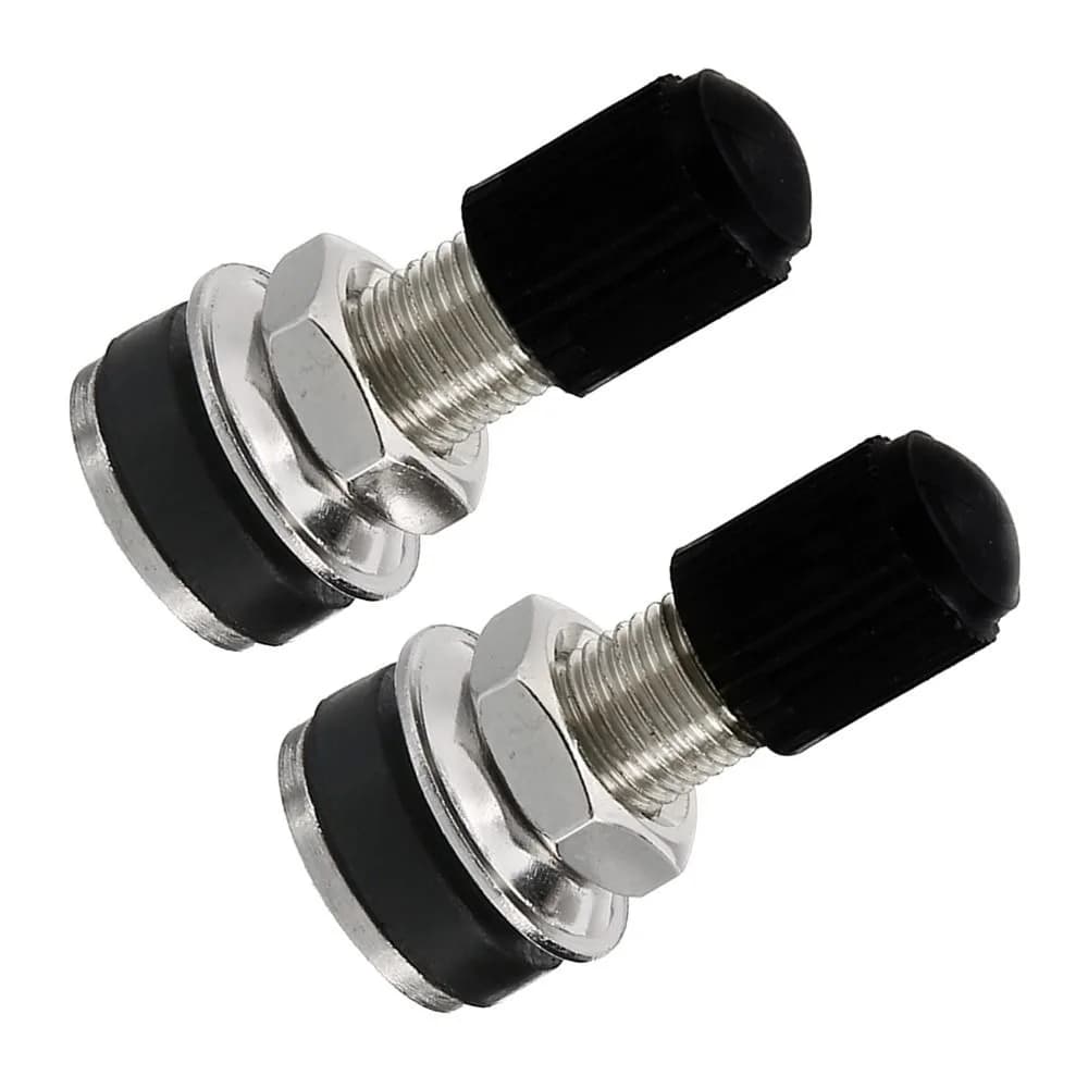 Conjunto 2 válvulas de roda para motocicleta sem câmara, 32mm, prata com tampa preta