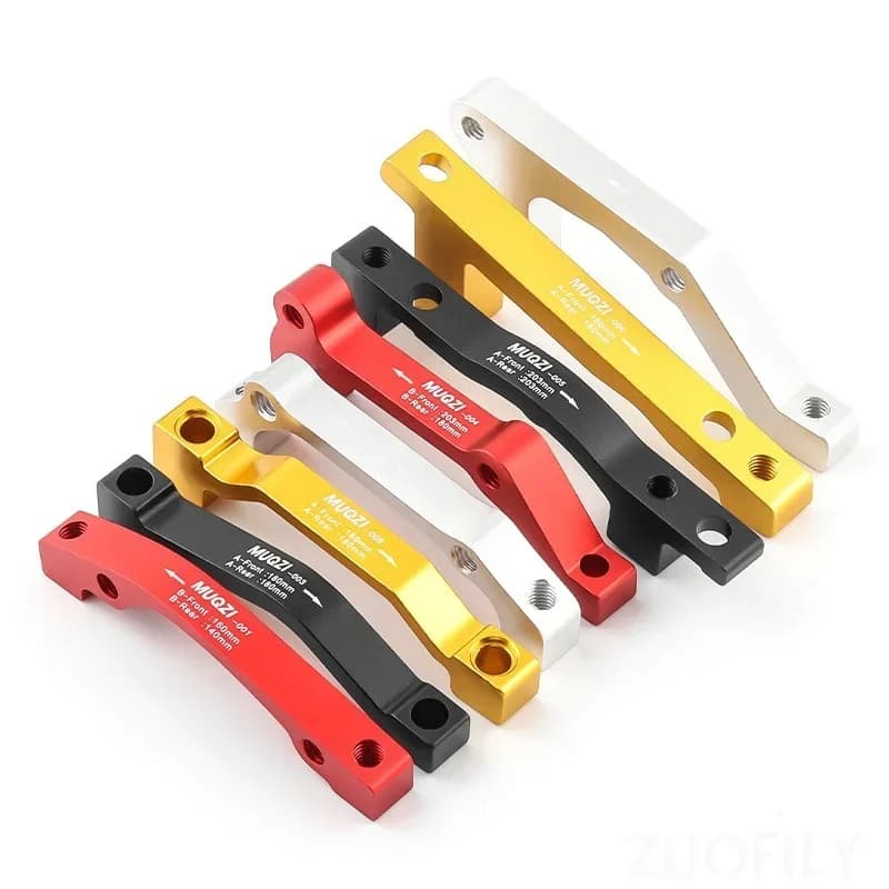 Conjunto de adaptadores de montagem para pinça de freio a disco em alumínio anodizado nas cores vermelho, preto, dourado e prata