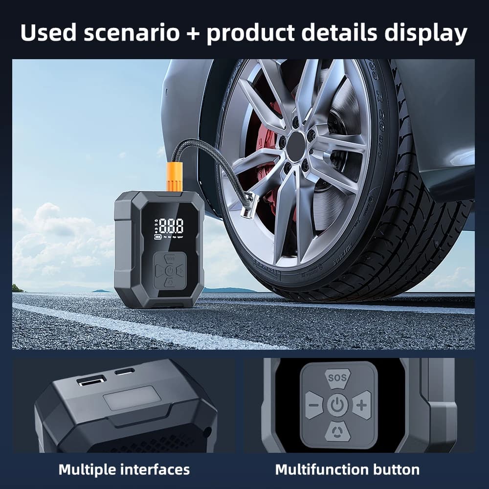 Mini Bomba de Ar YIJU Inflador de Pneus Elétrico Mini 30L/Min Compressor de Ar Portátil para Carros, Motocicletas e Bicicletas Infláveis