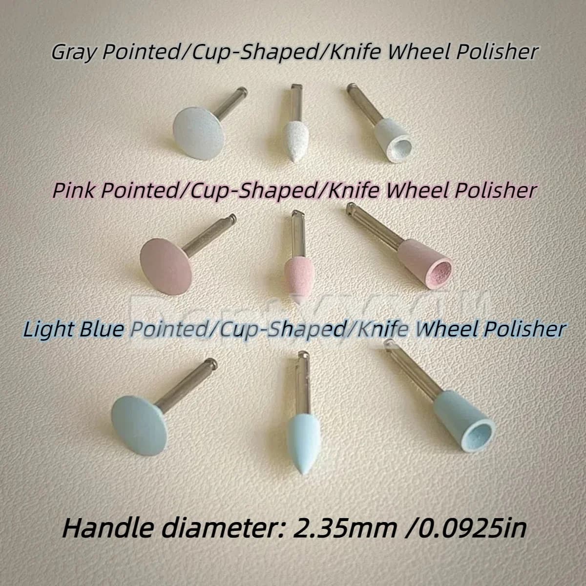 Kit de polimento 9 peças silicone rosa, azul e cinza em formatos variados para resina e metais
