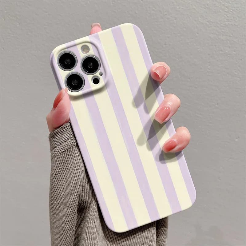 Capa de Telefone Luxuosa Clmj Swag com Listras Roxas e Acabamento Brilhante em PC Duro para Xiaomi Redmi Note 15 13 12S 12 11S 11 10 9 Pro Plus Max 4G 5G