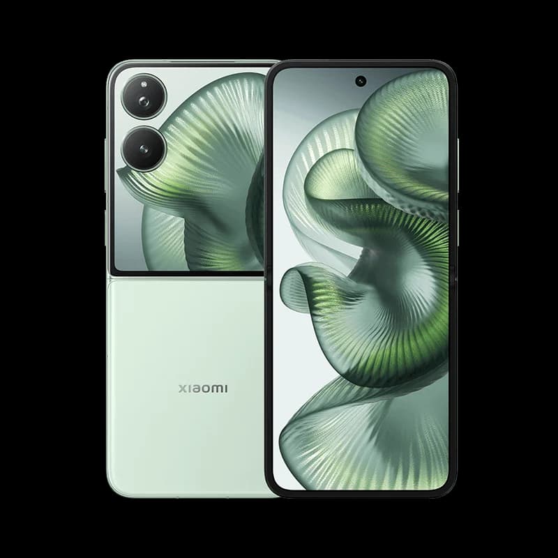 Smartphone Xiaomi MIX Flip 2 verde com câmera Leica 50MP, tela 6.86 polegadas 120Hz e acabamento fosco