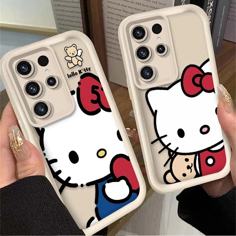 Bonito dos desenhos animados olá kitty caso de telefone para samsung galaxy s24 s25 s23 ultra s22 s21 plus fe a36 a56 a26 a16 a06 a15 a25 a35 a55 5g