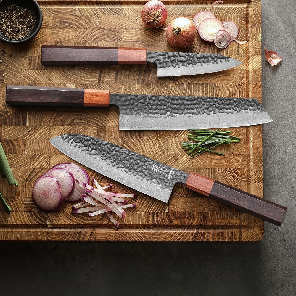 Conjunto de Facas de Cozinha Profissionais 3PCS Aço Damasco 67 Camadas