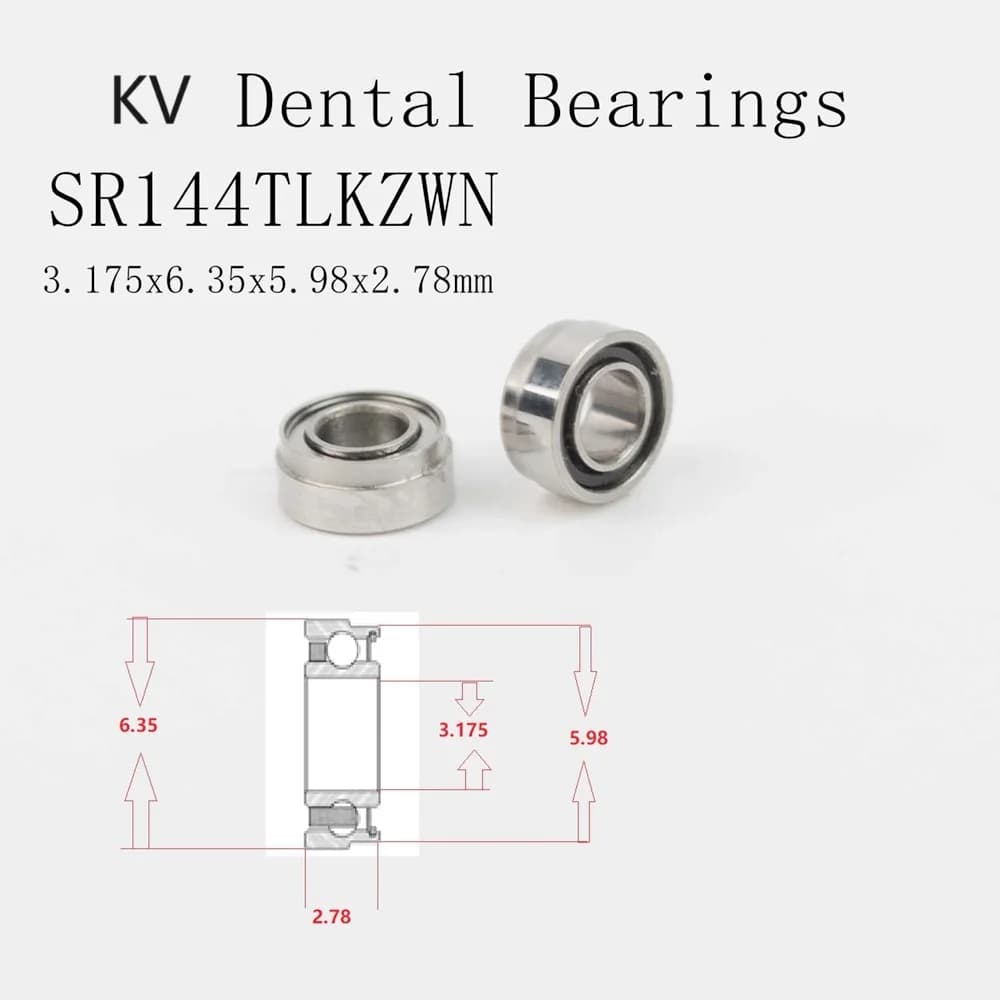 Rolamentos Cerâmicos Escalonados SR144TLKZWN para Turbinas de Peças de Mão 3.175x6.35x5.98x2.78mm