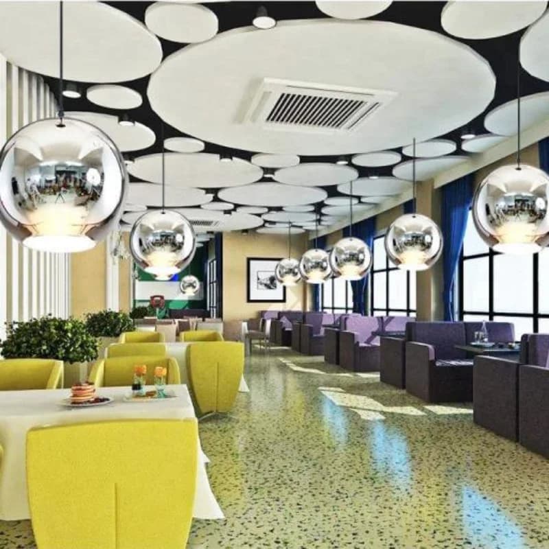 Luminária Pendente Redonda Minimalista 2026 com Cabeça Única, Cromada Espelhada e Vidro Esférico, Decoração Nórdica para Mesa de Jantar, Bar e Restaurante