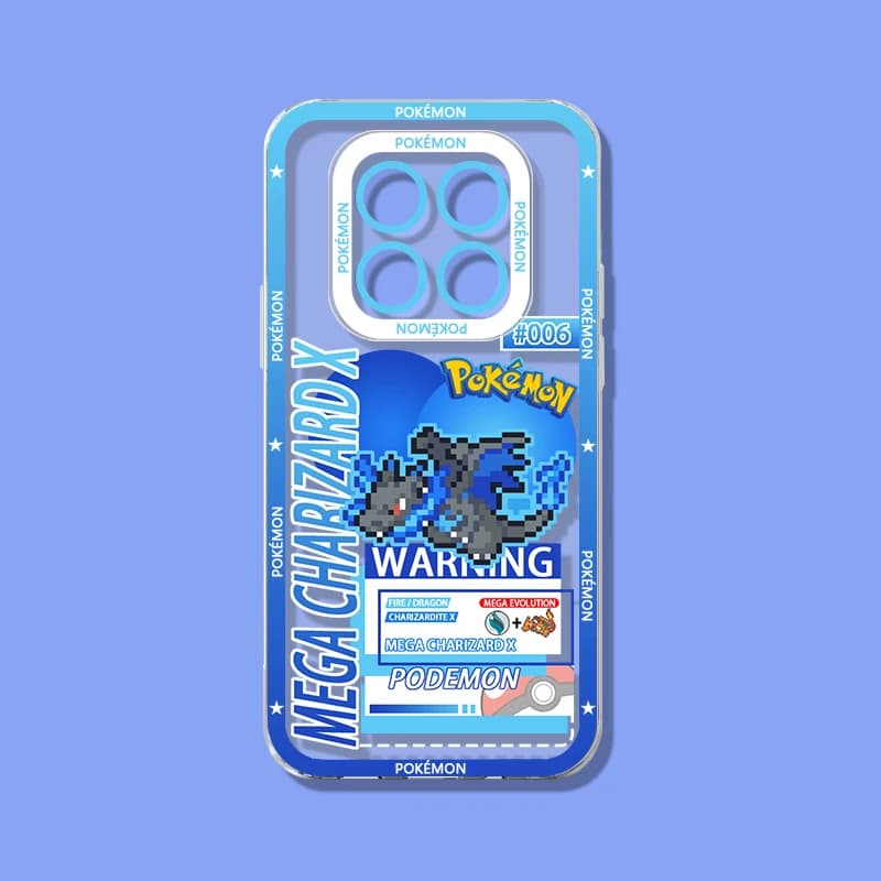 Capa para Xiaomi Redmi azul com estampa pixel art Mega Charizard X Pokémon