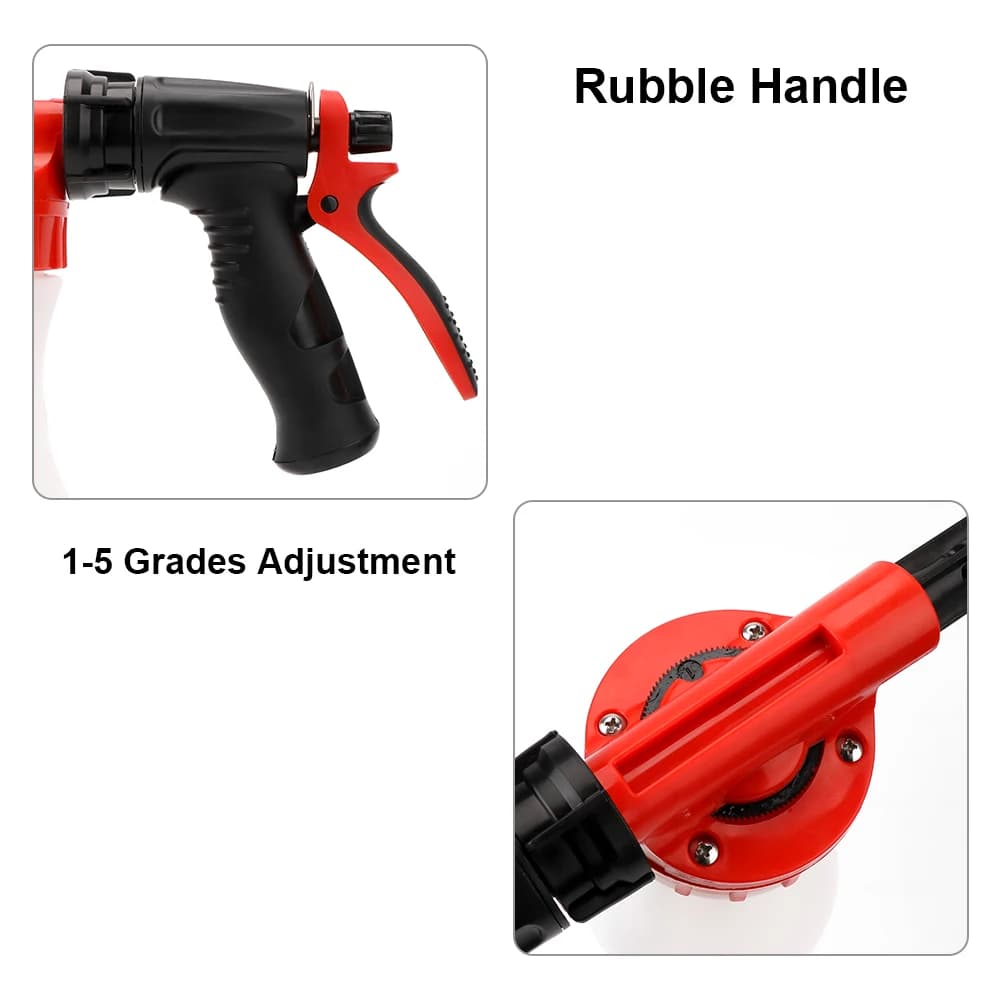 Punho ergonômico preto e vermelho com ajuste de 1 a 5 níveis da pistola de espuma Snow Foamer