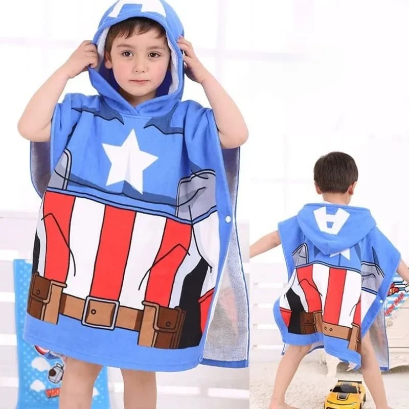 Toalha de banho infantil com capuz do Homem Aranha, vermelha e azul