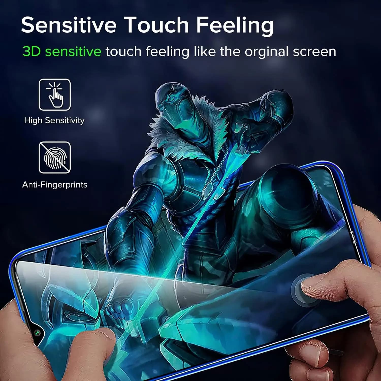 Película de vidro temperado para Xiaomi Redmi Note 7 Pro com toque sensível e anti-impressão digital