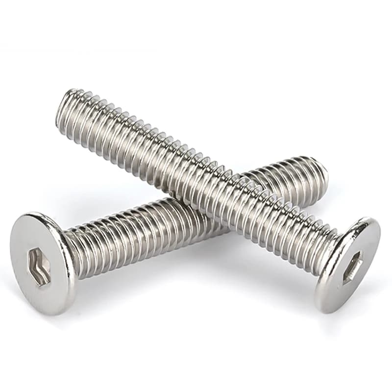 Conjunto de parafusos de máquina cabeça plana sextavada interna aço inox 304 cor prata