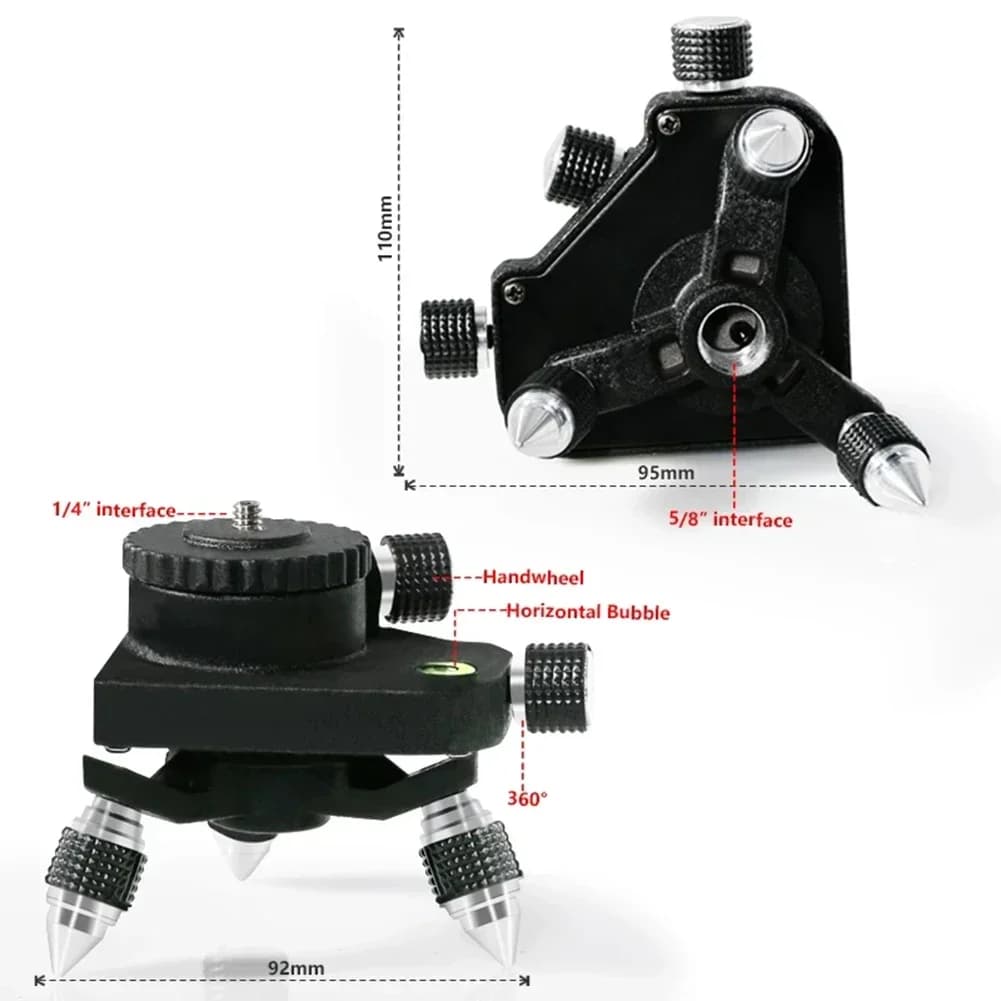 Suporte de tripé de nível a laser, base de rotação de grau, ajuste fino, medidor de ajuste fino, suporte de tripé, ferramenta de suporte de nível a laser