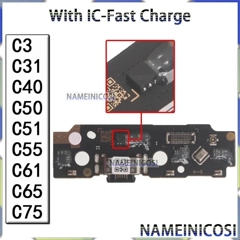 Placa PCB para carregamento rápido de dispositivos Xiaomi, modelos C3, C31, C40, C50, C51, C55, C61, C65, C75