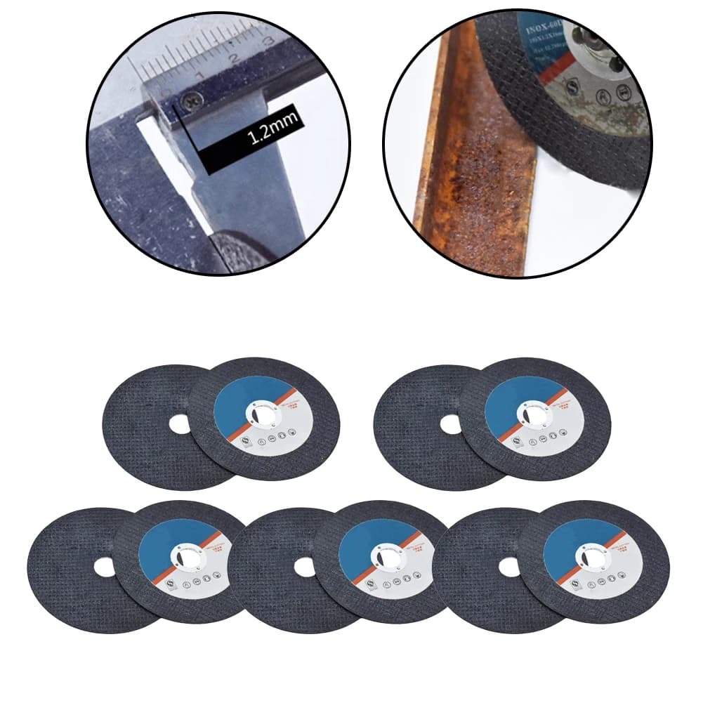Kit com 10 discos de corte azul e preto para tubo de aço carbono, espessura 1,2 mm, uso em esmerilhadeira
