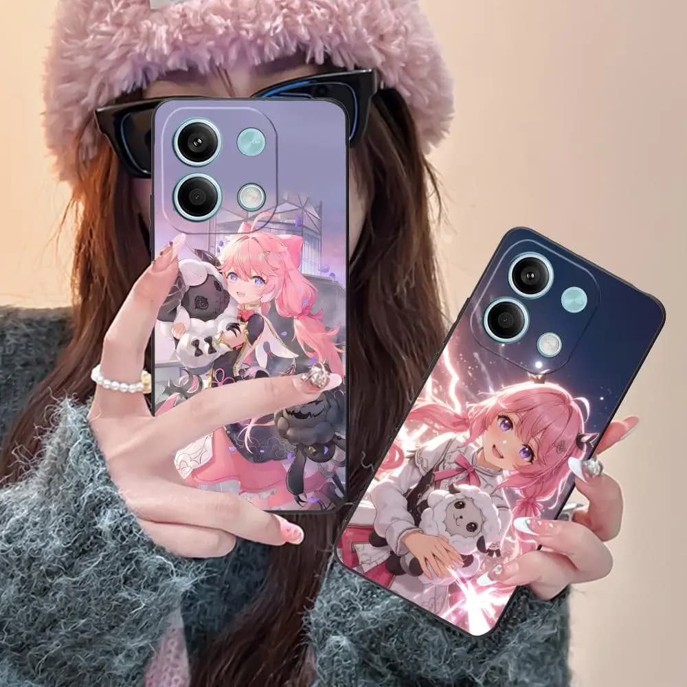 Capa de telefone Xiaomi Redmi Note 14 13 12 11 A5 3 2 1 Pro Plus 4G 5G com design de anime azul