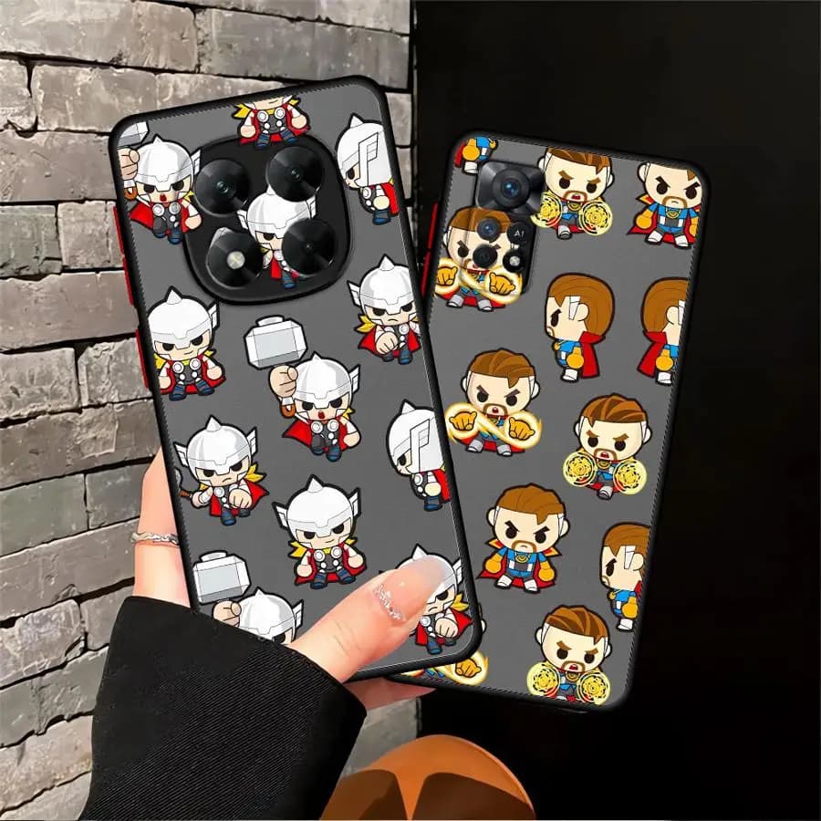 Capa cinza para Xiaomi Redmi Note 15 com estampa do Thor estilo cartoon Marvel