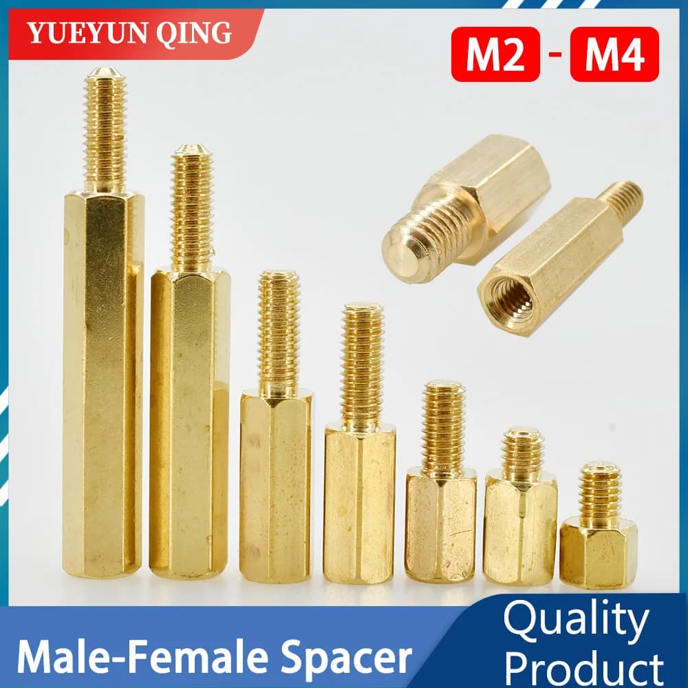 Hex latão masculino feminino placa-mãe impasse montagem de cobre m2 m2.5 m3 m4 placa rack parafuso rosqueado pilar pcb coluna espaçador parafuso