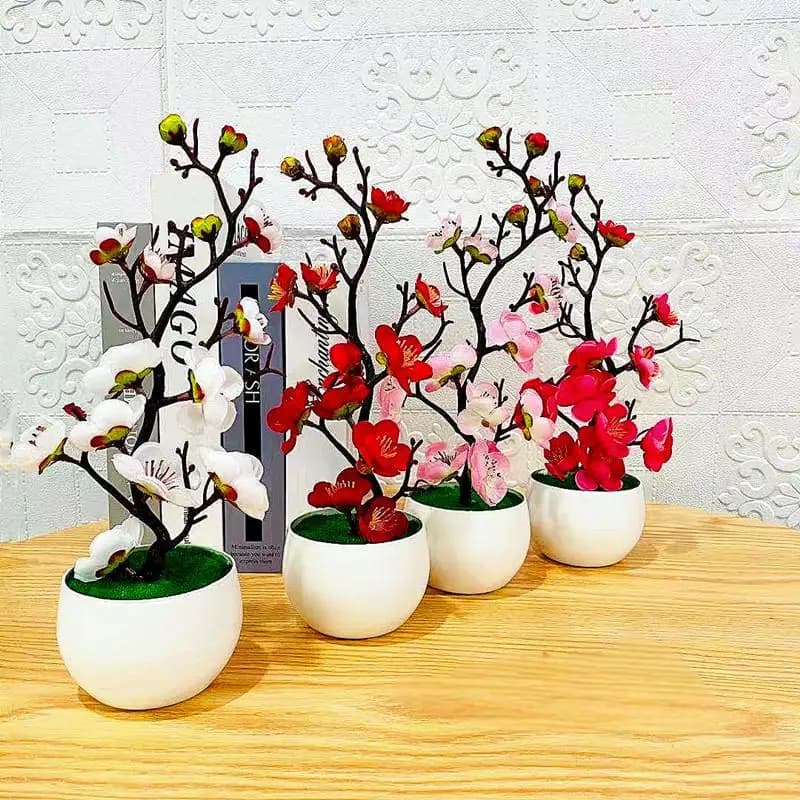 Simulação de ameixa vaso de flores planta artificial plástico flores falsas escritório em casa ornamentos festa casamento fundo decoração