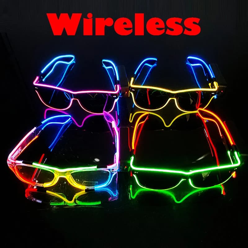 Óculos led sem fio para festa, óculos iluminados para festa neon, óculos piscantes, fio el, brilho brilhante, suprimentos de luz brilhante