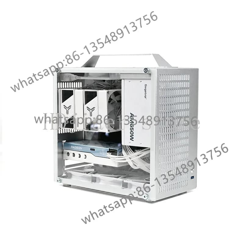 Caixa de computador portátil U45 todo em alumínio com fio traseiro, pequena, mATX/ITX