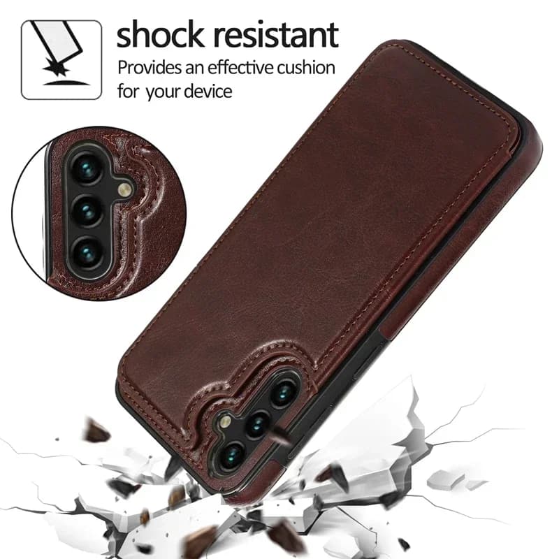 Capa carteira de couro com botão duplo, capa para samsung galaxy s25 edge s24 plus s23 s22 ultra s21/s20 fe a16 a17 a26 a35 a36 a55 a56