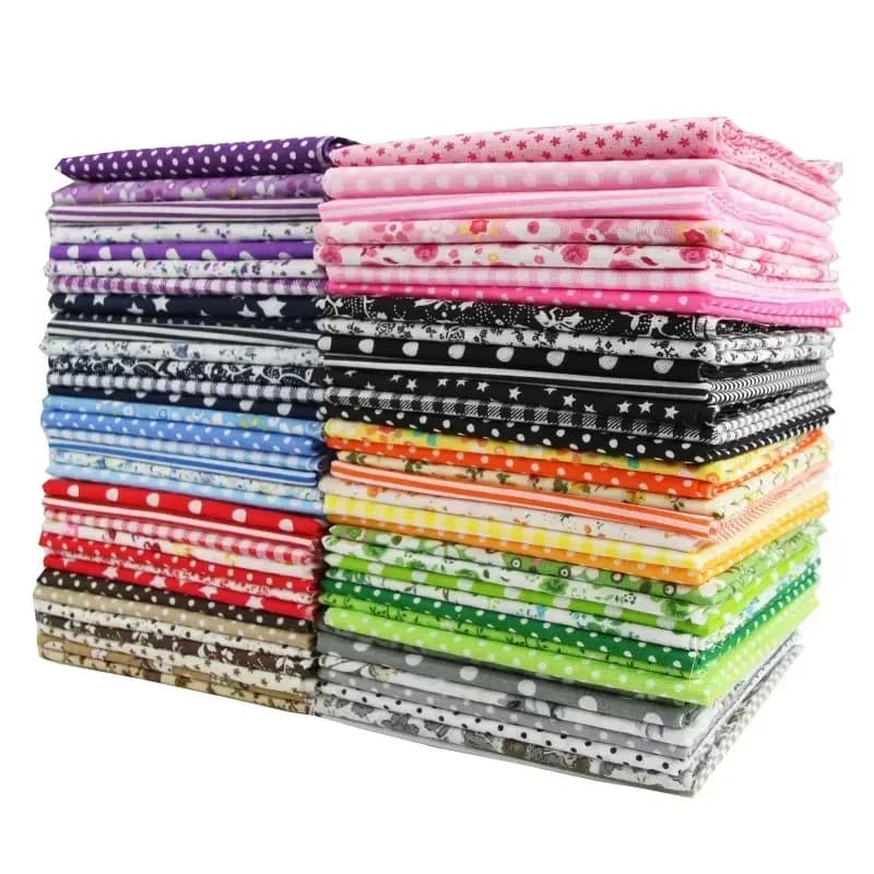 Kit 7 peças de tecido algodão para patchwork quilting colorido com estampas variadas
