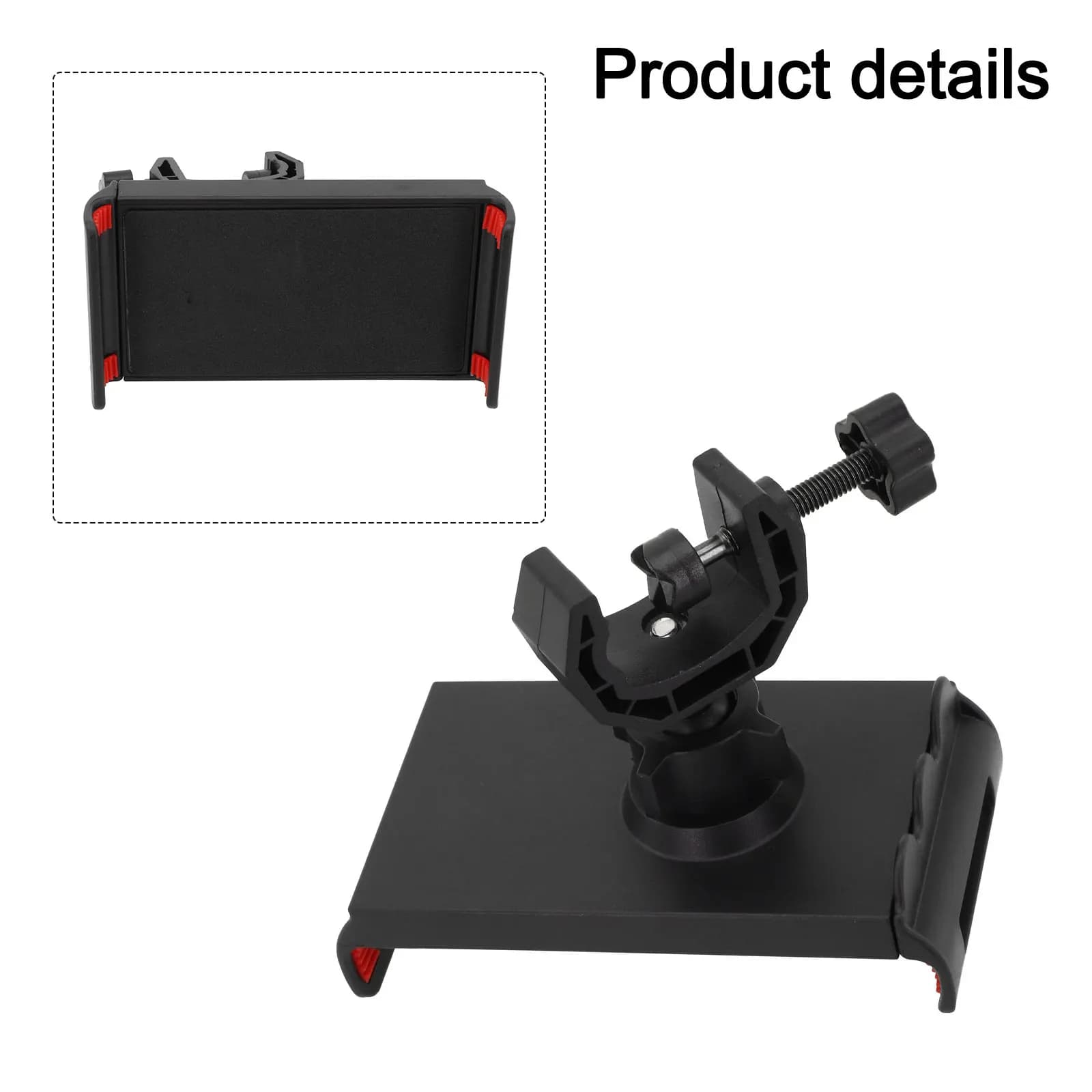 Suporte ajustável do tripé para celular e tablet com base preta e detalhes vermelhos para proteção do dispositivo