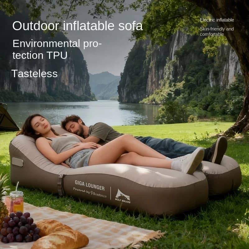 Cadeira Inflável Automática LXZ, Sofá Inflável Portátil para Camping ao Ar Livre, Cama de Ar Recarregável por USB para Viagens em Família