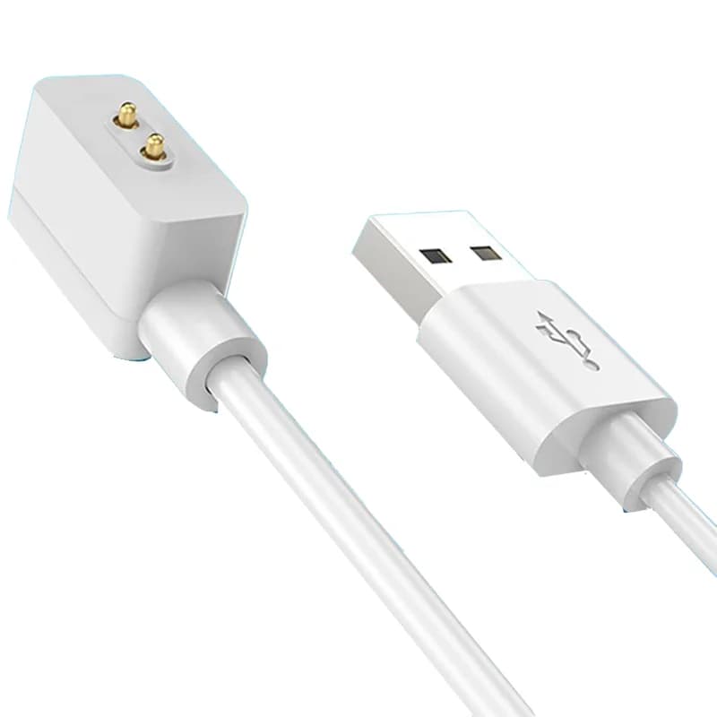 Cabo carregador USB magnético branco para Mi Band 8 e Redmi Watch 3 Lite com conector USB padrão